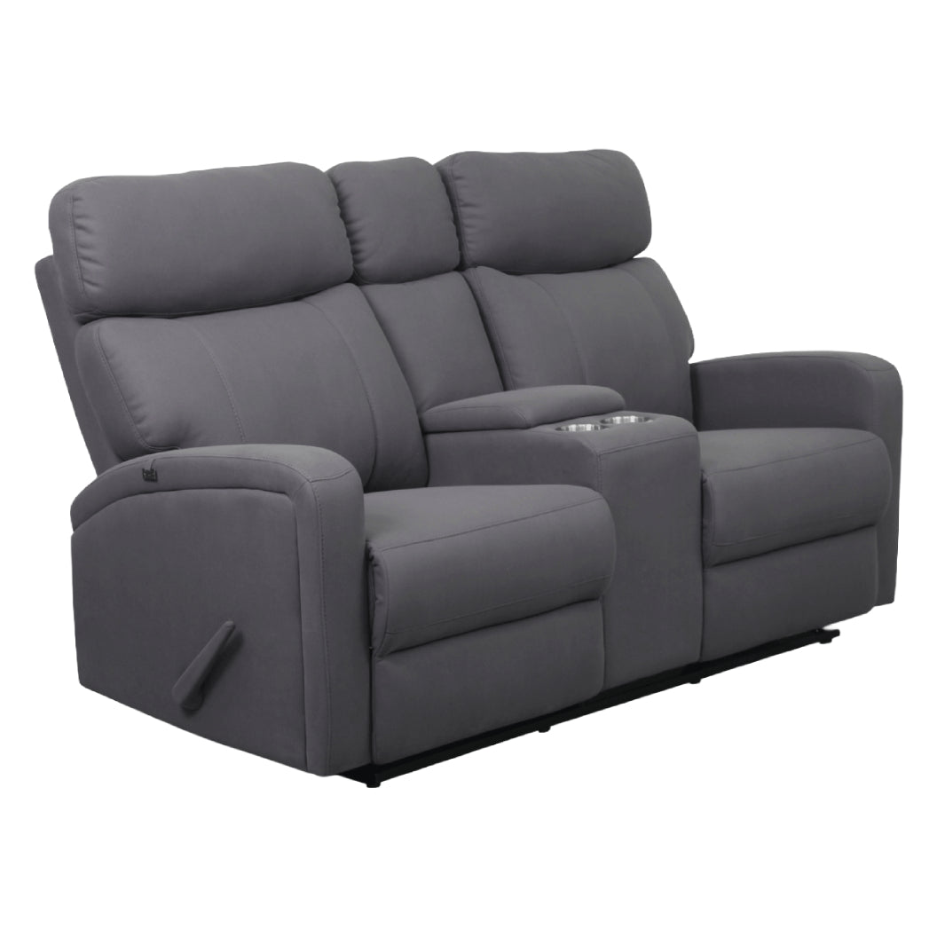 Causeuse inclinable en tissu gris avec console - Bordeaux