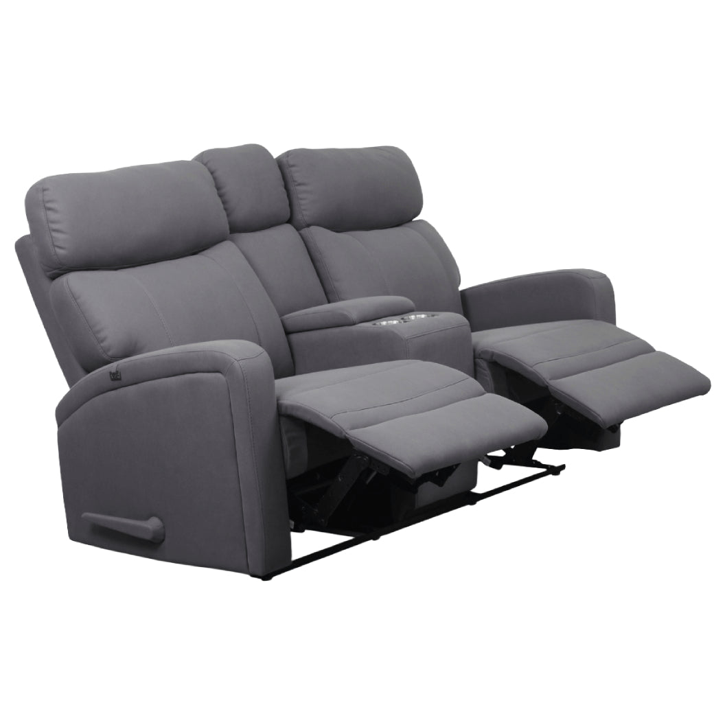 Causeuse inclinable en tissu gris avec console - Bordeaux