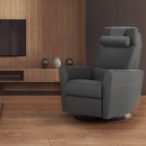 Fauteuil berçant, pivotant et motorisé en cuir avec soutien lombaire et dossier chauffant - Echo