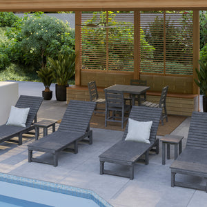 Chaise longue extérieure sans accoudoirs en plastique recyclé - L99