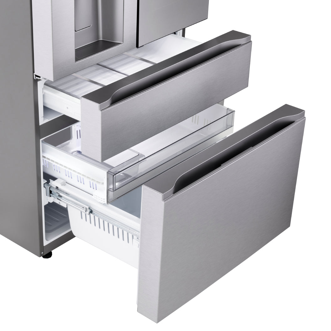 Réfrigérateur porte française 36 po, 29 pi³ 4 portes Inox avec InstaView, MyColor et Mini Craft Ice