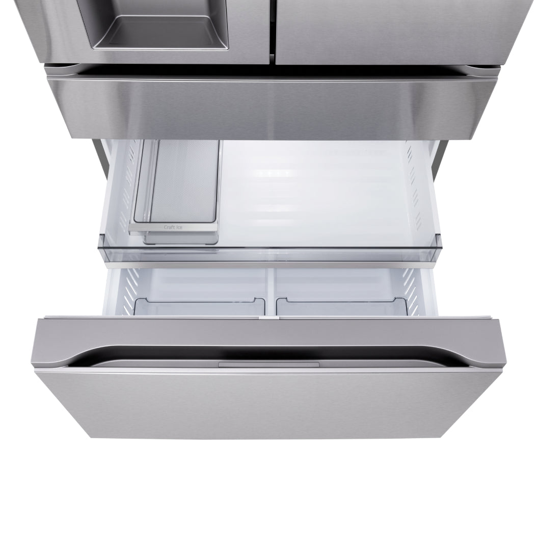 Réfrigérateur porte française 36 po, 29 pi³ 4 portes Inox avec distributeur d'eau/glacons, Mini Craft Ice et Wi-Fi