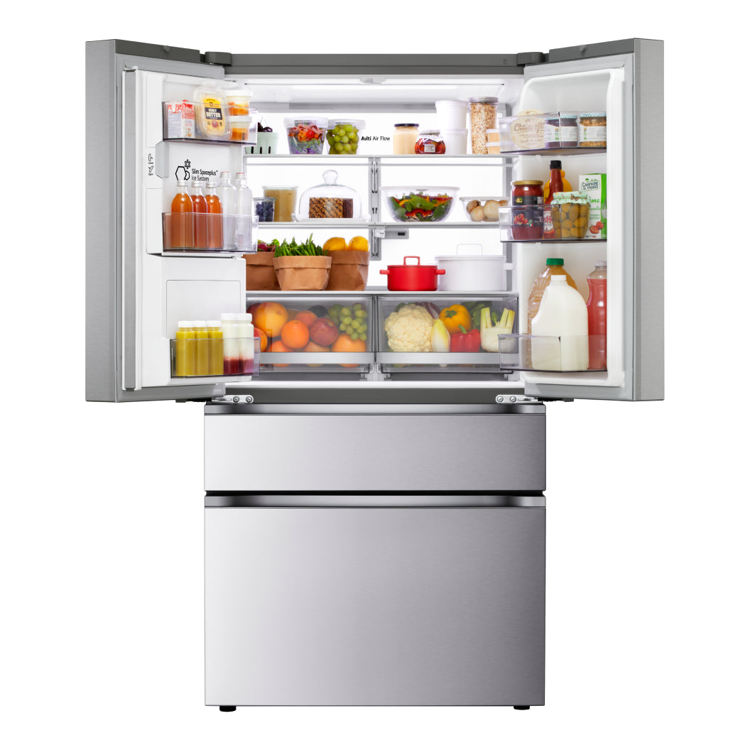 Réfrigérateur porte française 36 po, 29 pi³ 4 portes Inox avec distributeur d'eau/glacons, Mini Craft Ice et Wi-Fi