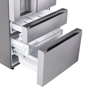 Réfrigérateur porte française 36 po, 29 pi³ 4 portes Inox avec distributeur d'eau/glacons, Mini Craft Ice et Wi-Fi