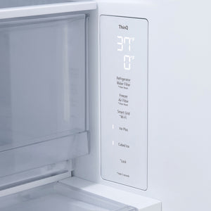 Réfrigérateur porte française à profondeur comptoir 36 po, 25 pi³ 3 portes Inox avec distributeur d'eau et Wi-Fi
