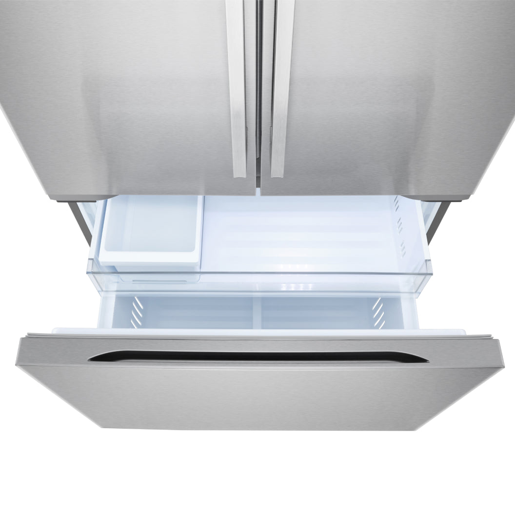 Réfrigérateur porte française à profondeur comptoir 36 po, 25 pi³ 3 portes Inox avec distributeur d'eau et Wi-Fi
