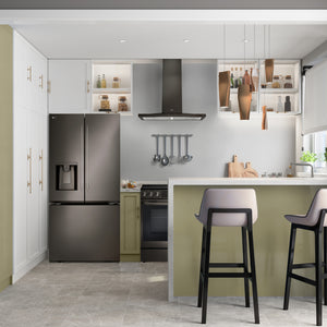 Réfrigérateur à portes françaises 33 po, 24,5 pi³ Inox noir avec Distributeur d'eau et Machine à glaçons double
