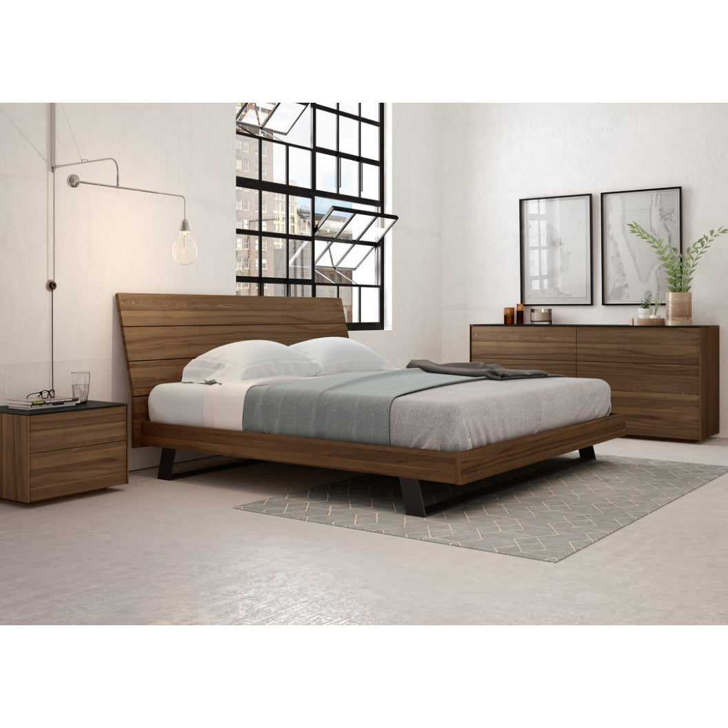 Lit complet en bois de noyer fumé pour lit Double / Grand lit / Très grand lit - Bella