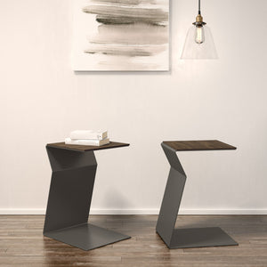 Table d'appoint en bois et une base en métal gris - Lolo