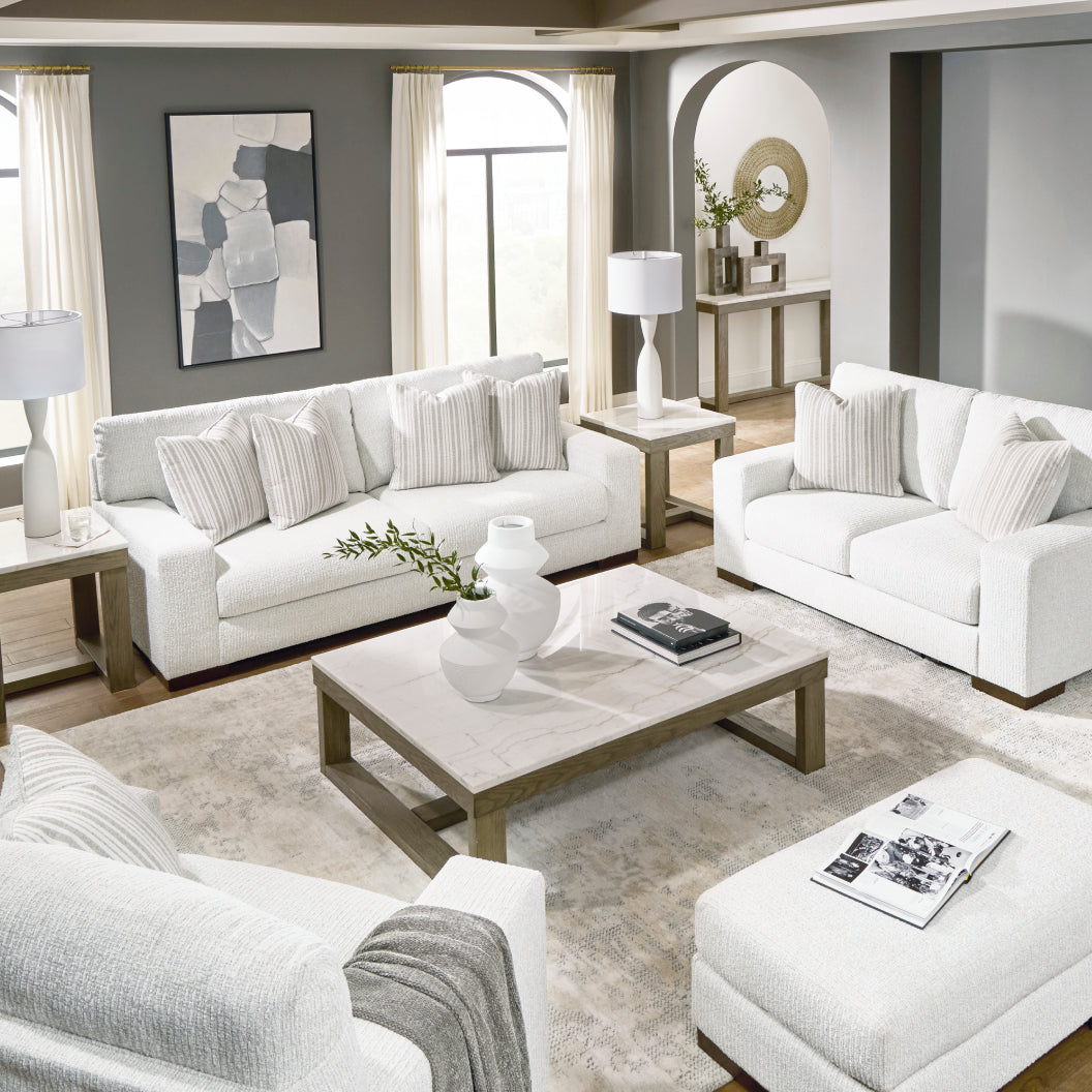 Ottoman en tissu Next‑Gen Nuvella blanc - Bethley