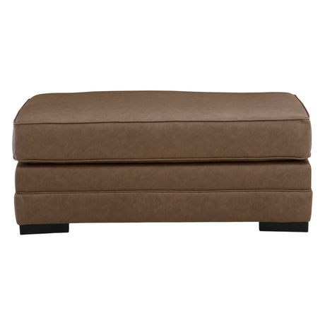 Ottoman aspect cuir brun caramel - VillaCourt