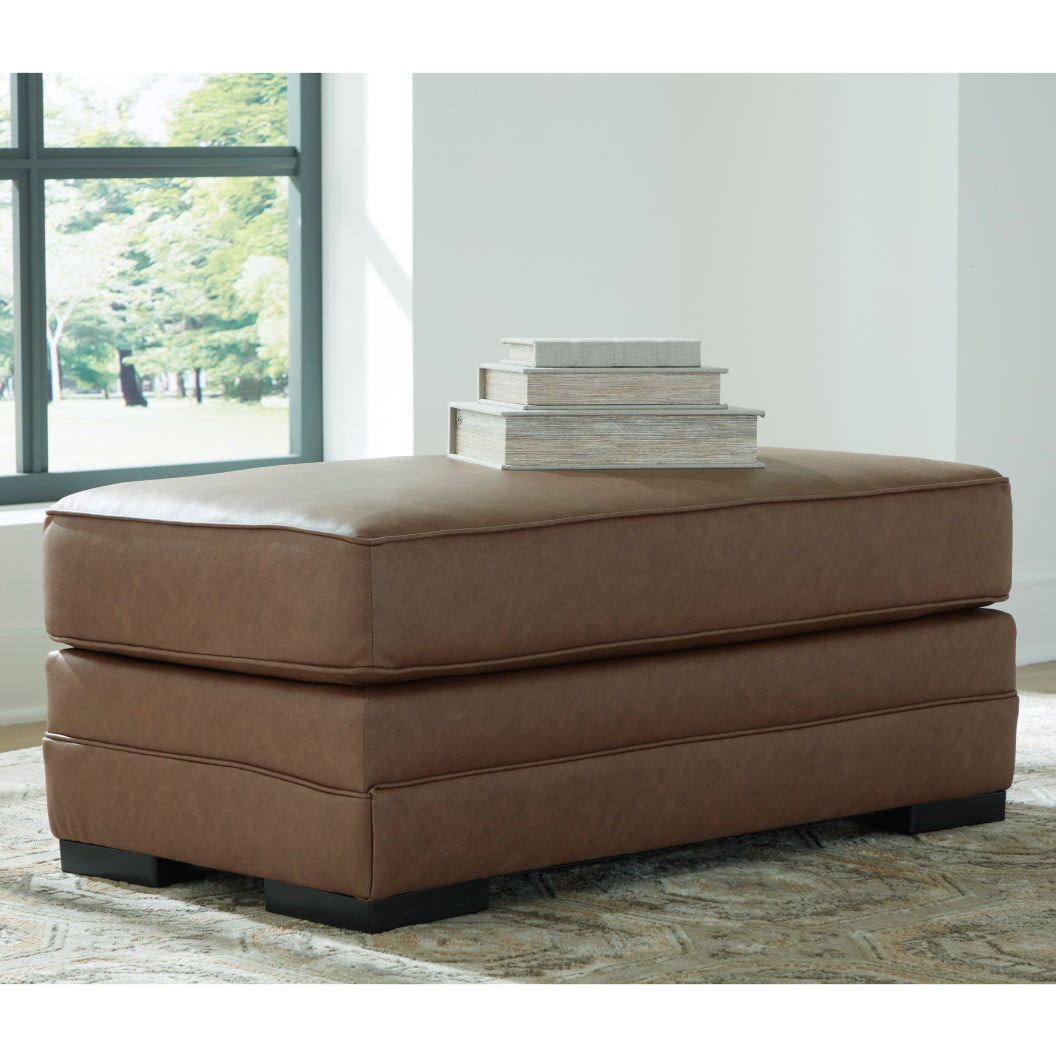 Ottoman aspect cuir brun caramel - VillaCourt