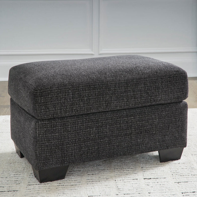 Ottoman en tissu noir ébène - Loreo