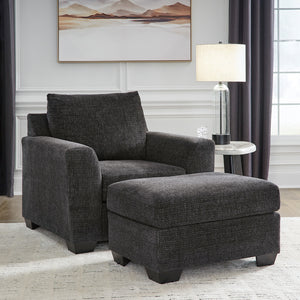 Ottoman en tissu noir ébène - Loreo