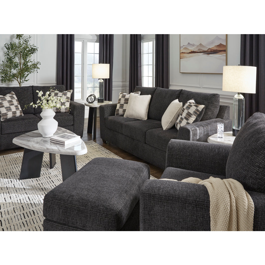 Ottoman en tissu noir ébène - Loreo