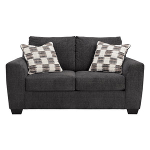 Causeuse en tissu noir ébène avec coussins - Loreo