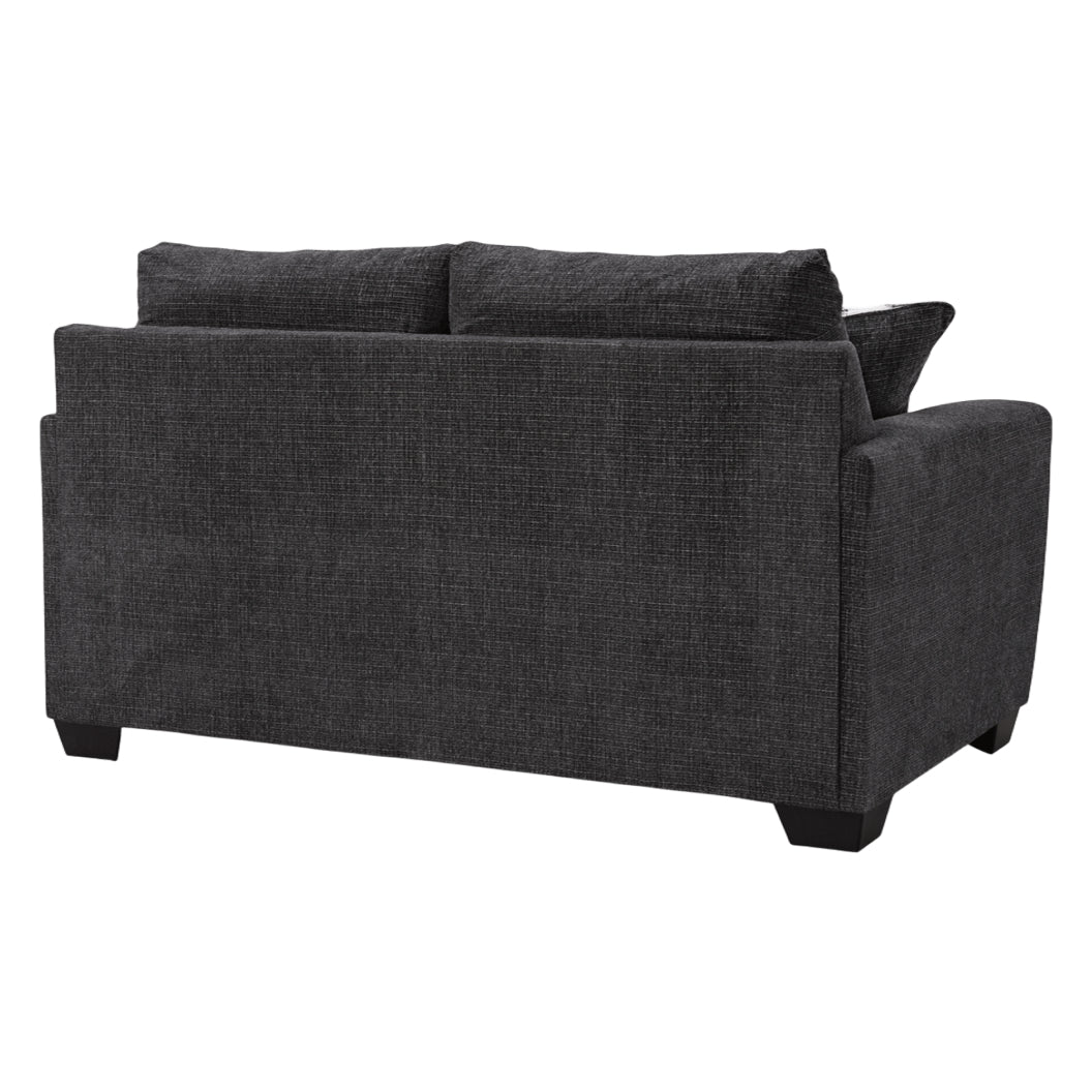 Causeuse en tissu noir ébène avec coussins - Loreo