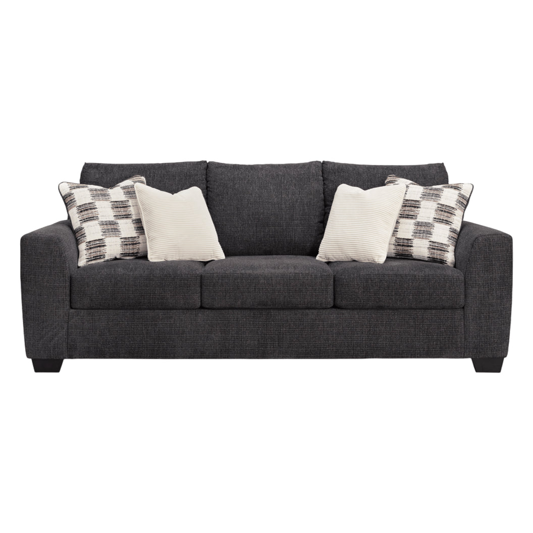 Sofa-lit en tissu noir ébène avec matelas 60 po. - Loreo