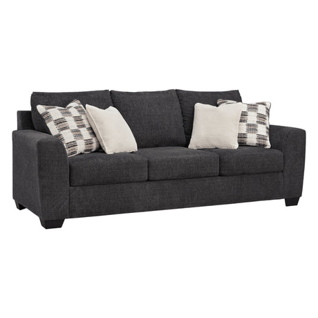 Sofa-lit en tissu noir ébène avec matelas 60 po. - Loreo