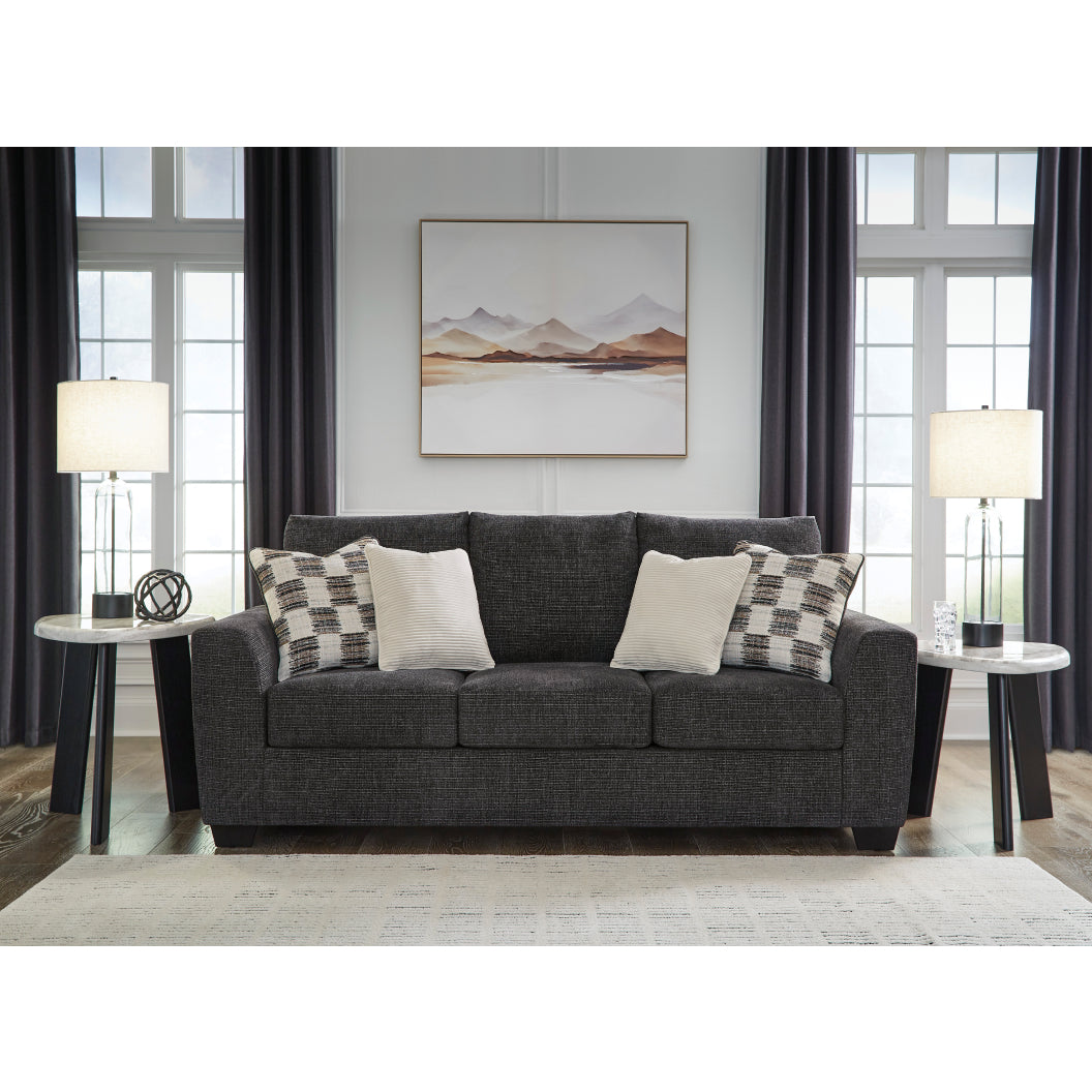 Sofa-lit en tissu noir ébène avec matelas 60 po. - Loreo