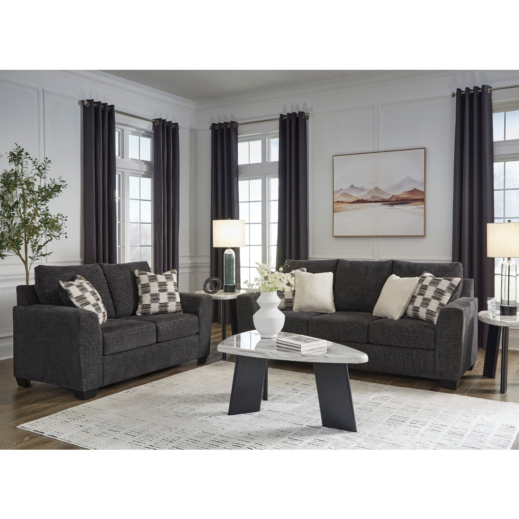 Sofa-lit en tissu noir ébène avec matelas 60 po. - Loreo