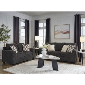 Sofa-lit en tissu noir ébène avec matelas 60 po. - Loreo