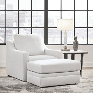 Ottoman en tissu texturé blanc - Maitelynn