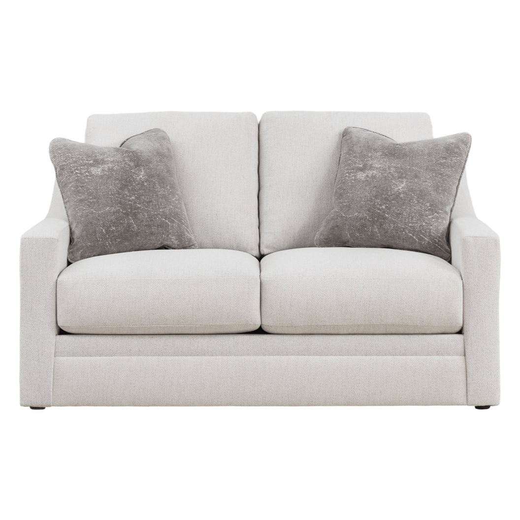 Causeuse en tissu texturé blanc avec coussins - Maitelynn