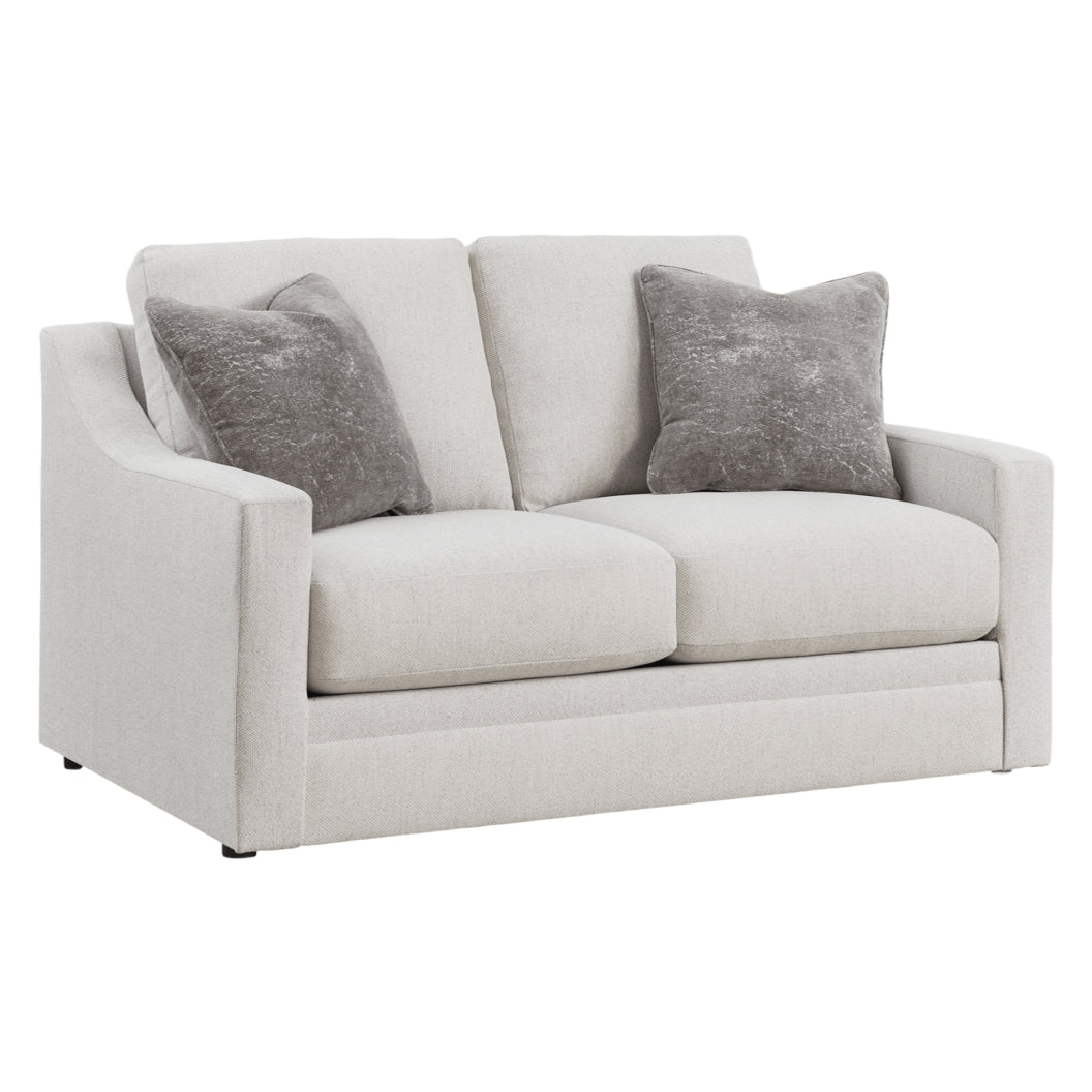 Causeuse en tissu texturé blanc avec coussins - Maitelynn