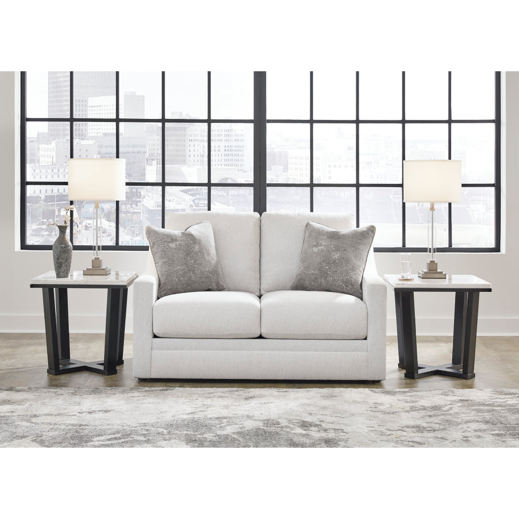 Causeuse en tissu texturé blanc avec coussins - Maitelynn