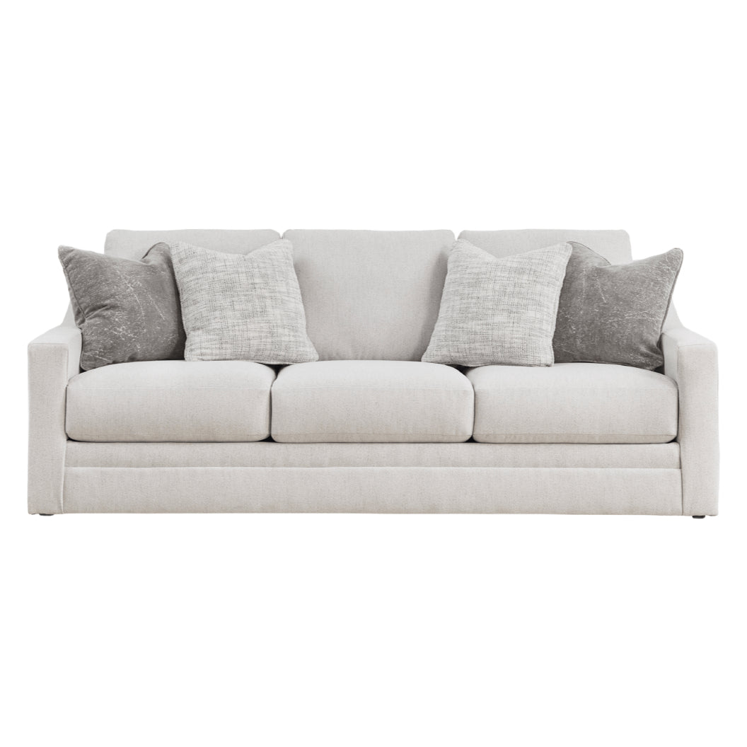 Sofa en tissu texturé blanc avec coussins - Maitelynn