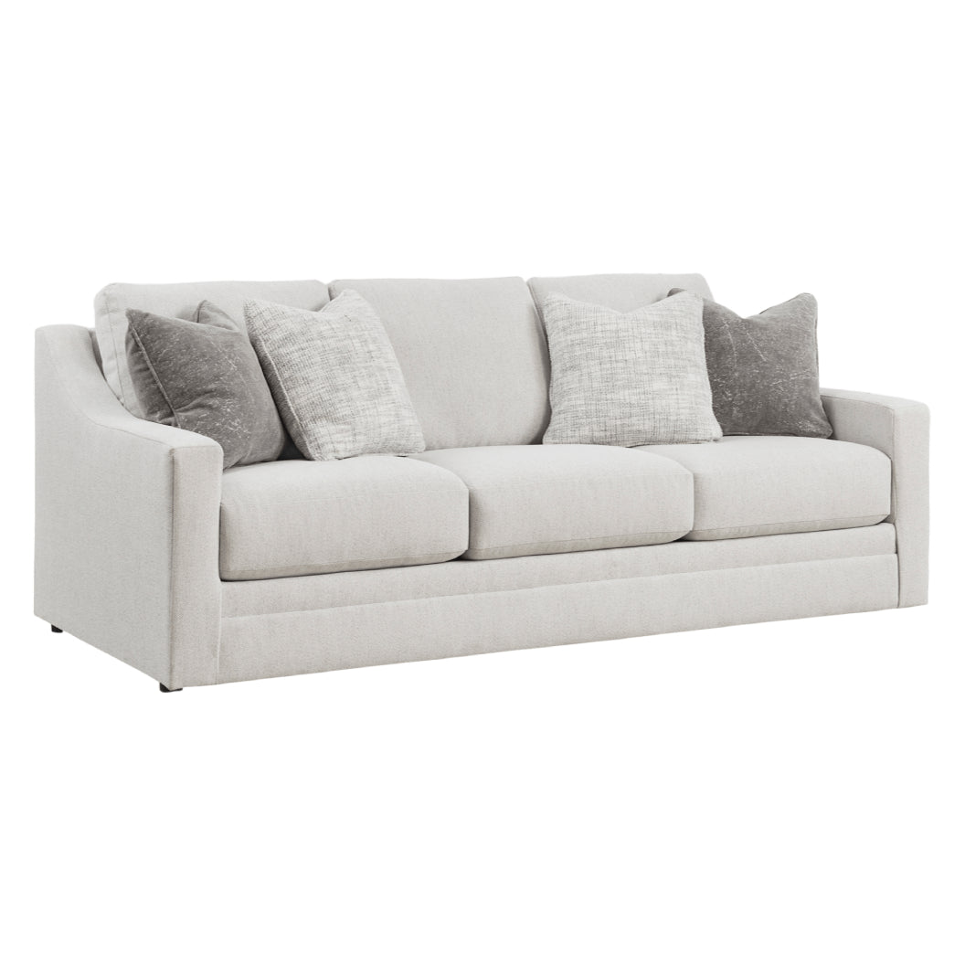 Sofa en tissu texturé blanc avec coussins - Maitelynn