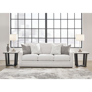 Sofa en tissu texturé blanc avec coussins - Maitelynn