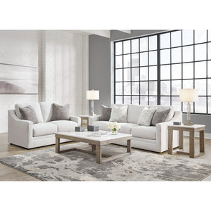 Sofa en tissu texturé blanc avec coussins - Maitelynn