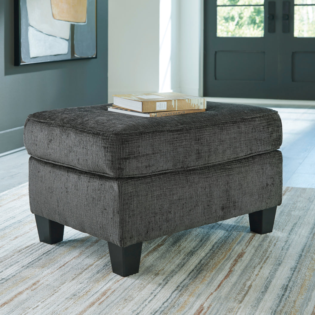 Ottoman en tissu noir - Erinslane