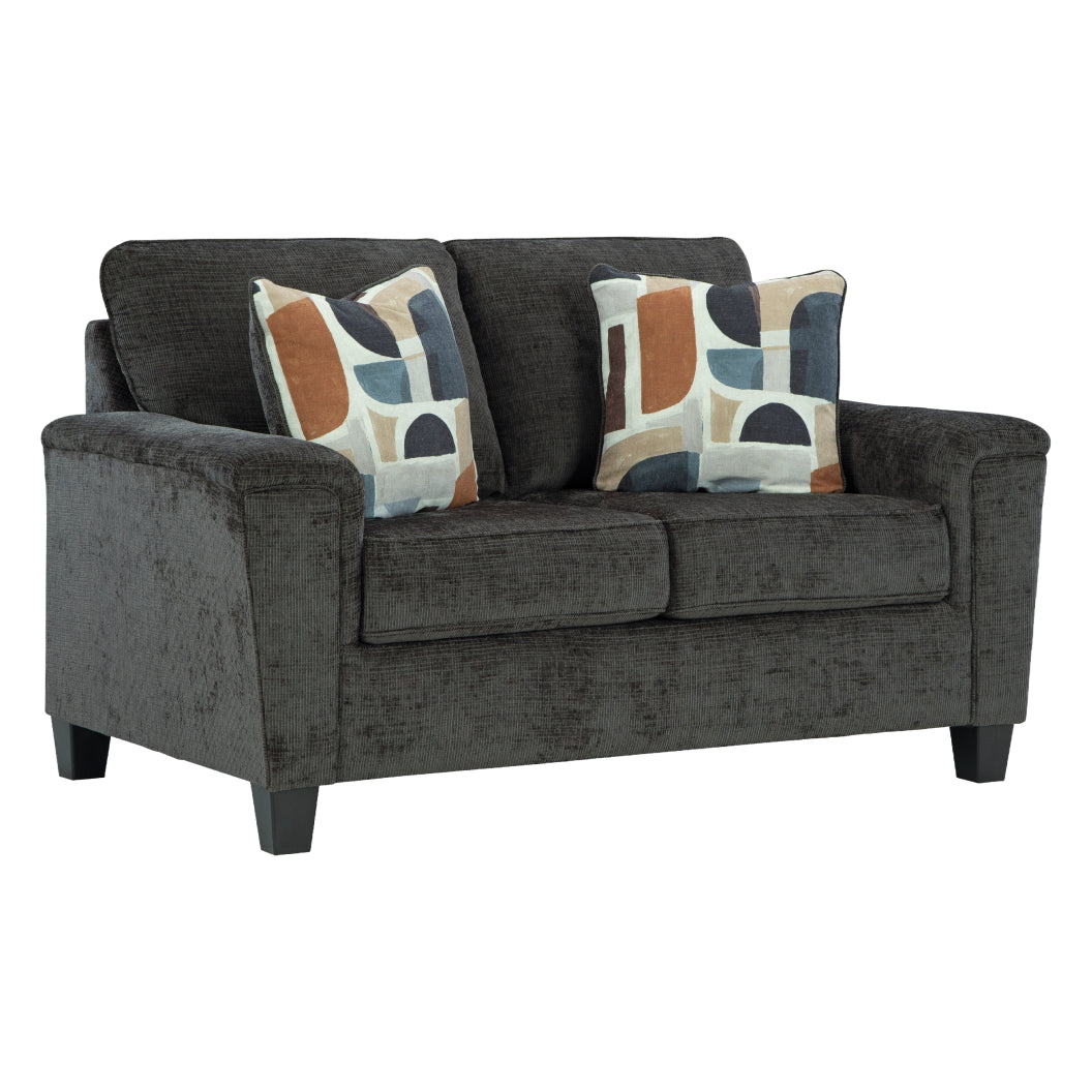 Causeuse en tissu noir avec coussins - Erinslane