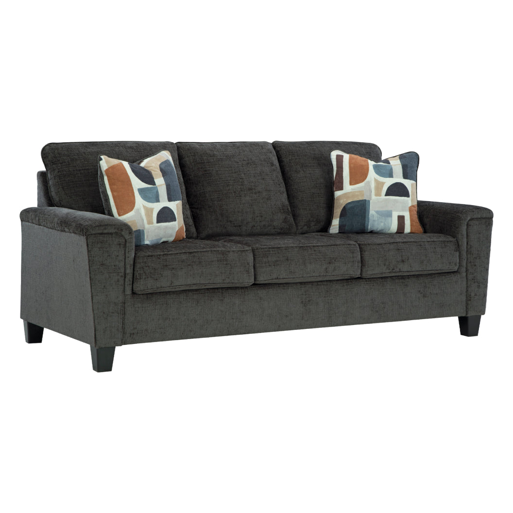 Sofa en tissu noir avec coussins - Erinslane