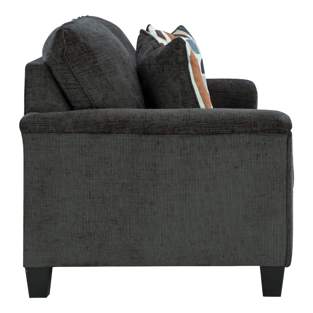 Sofa en tissu noir avec coussins - Erinslane