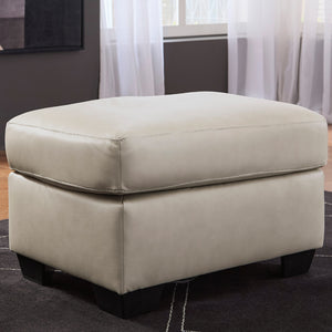 Ottoman en cuir beige pâle - Santorine