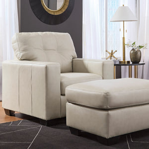 Ottoman en cuir beige pâle - Santorine