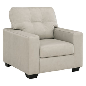 Fauteuil stationnaire en cuir beige pâle - Santorine