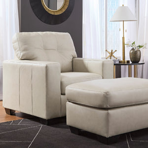 Fauteuil stationnaire en cuir beige pâle - Santorine