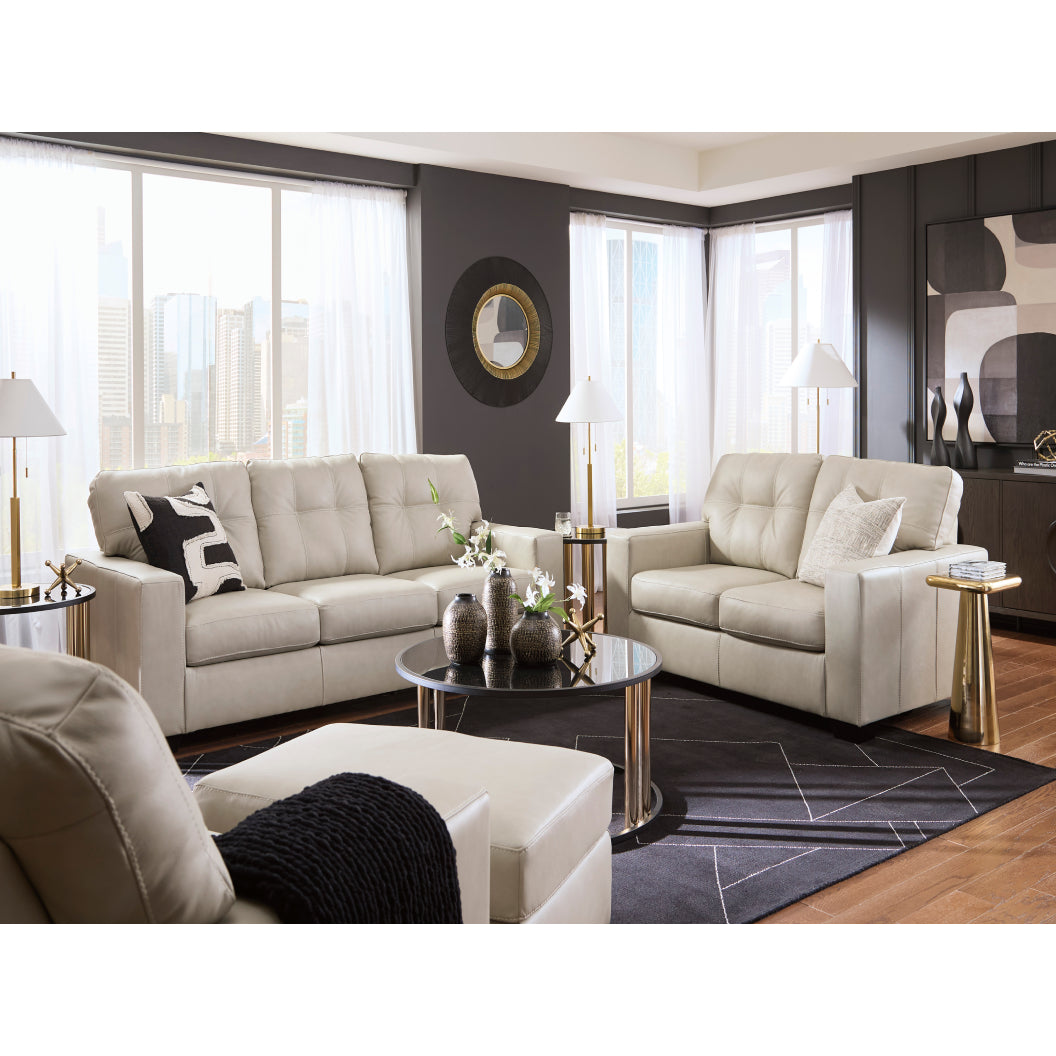 Fauteuil stationnaire en cuir beige pâle - Santorine