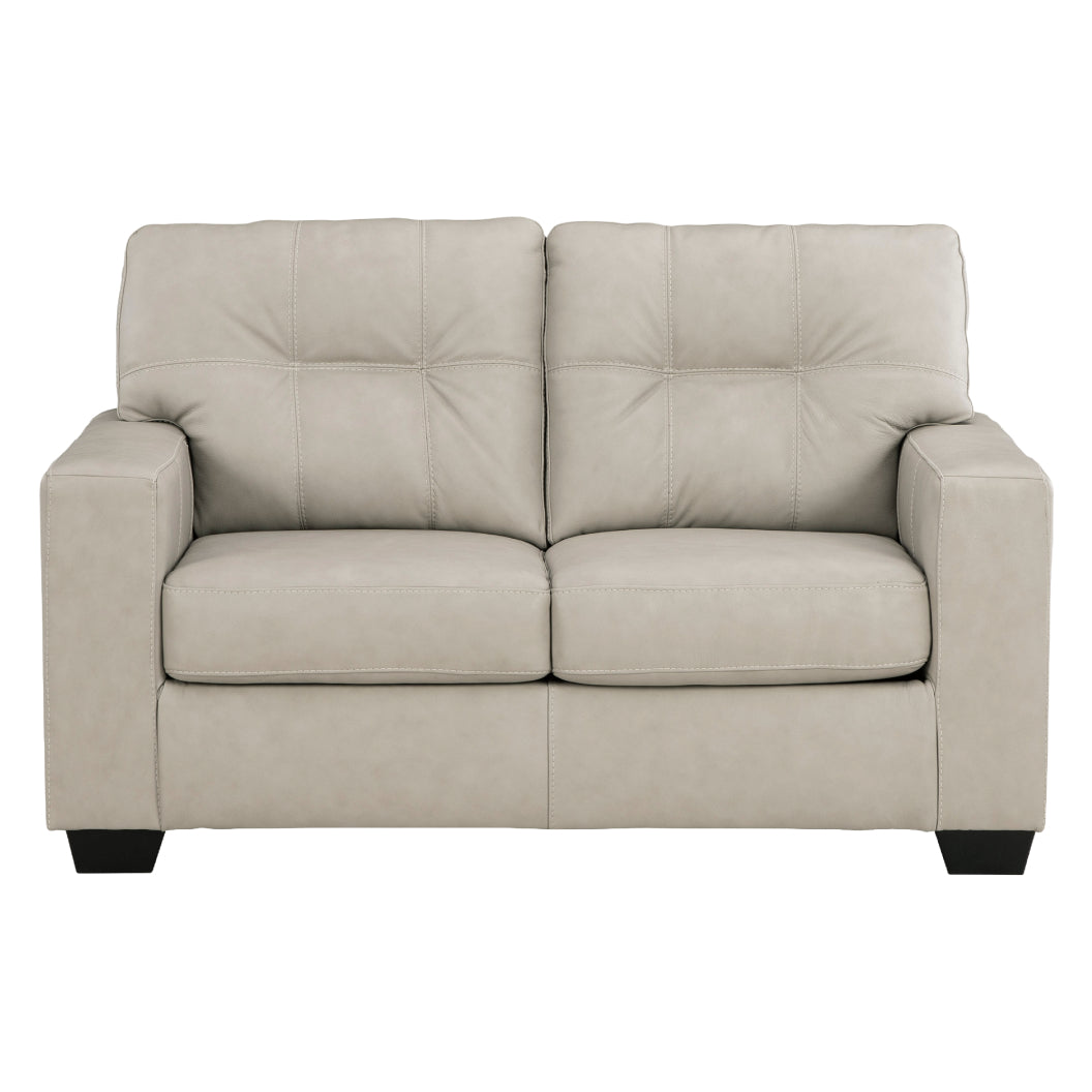 Causeuse stationnaire en cuir beige pâle - Santorine