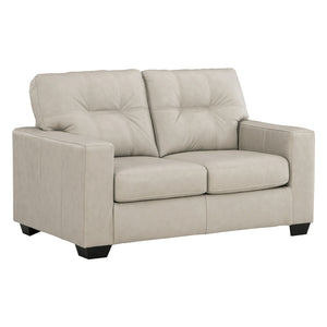 Causeuse stationnaire en cuir beige pâle - Santorine