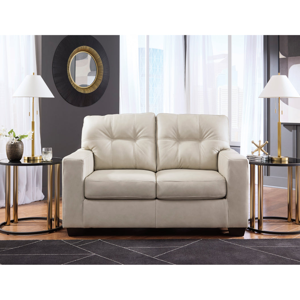 Causeuse stationnaire en cuir beige pâle - Santorine