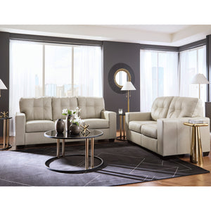 Causeuse stationnaire en cuir beige pâle - Santorine