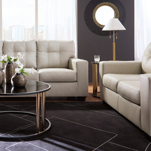 Causeuse stationnaire en cuir beige pâle - Santorine
