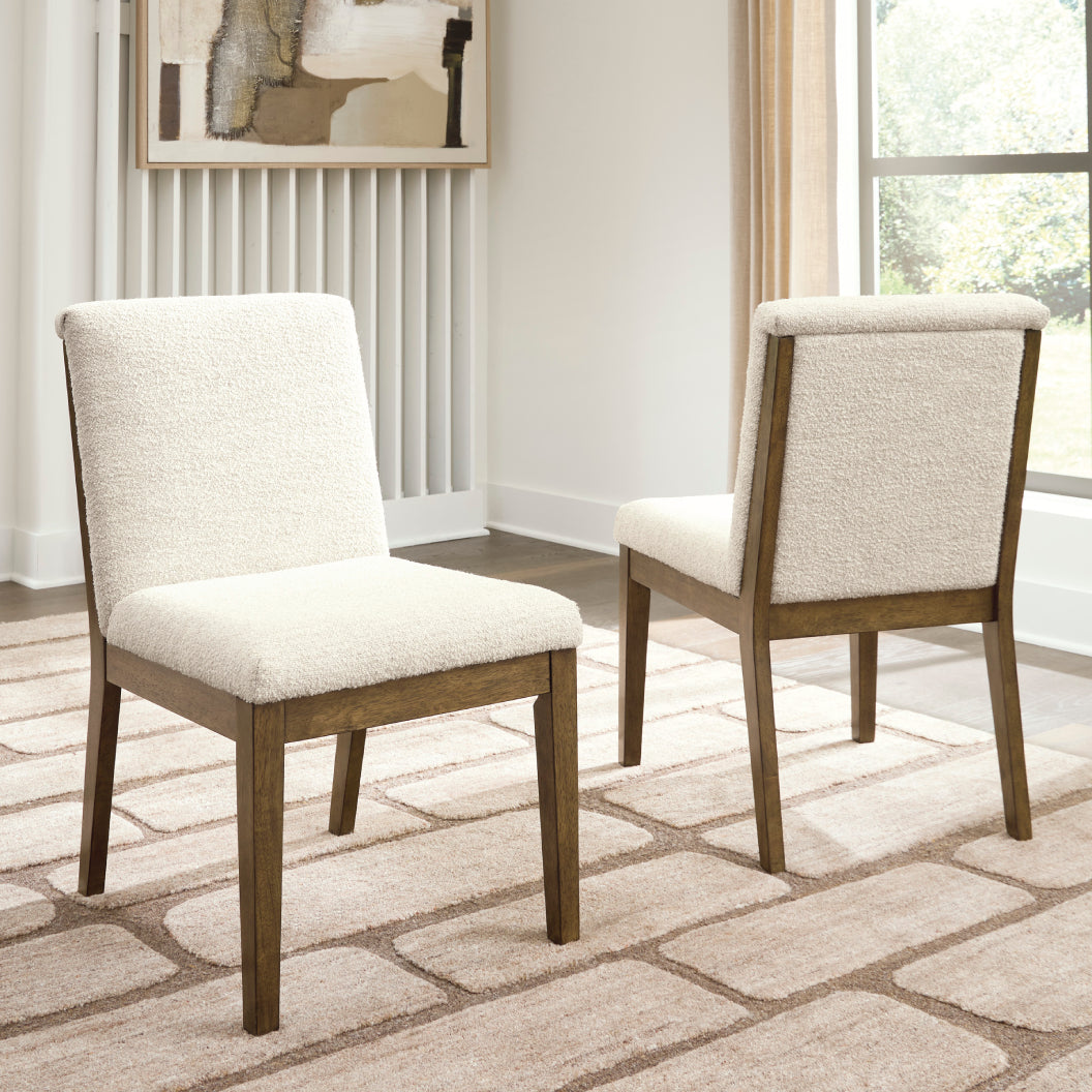 Ensemble de 2 chaises de salle à manger rembourrées en tissu beige - Baskinger