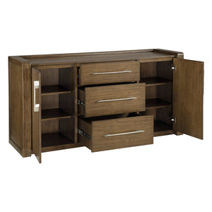 Buffet en bois/placage d'eucalyptus brun avec 2 portes et 3 tiroirs - Baskinger